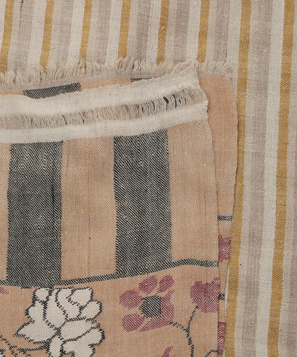 Beige_Handwoven_Striped_Pure_Pashmina_Shawl_With_Kani_Weave_And_Striped_Palla_WeaverStory_04