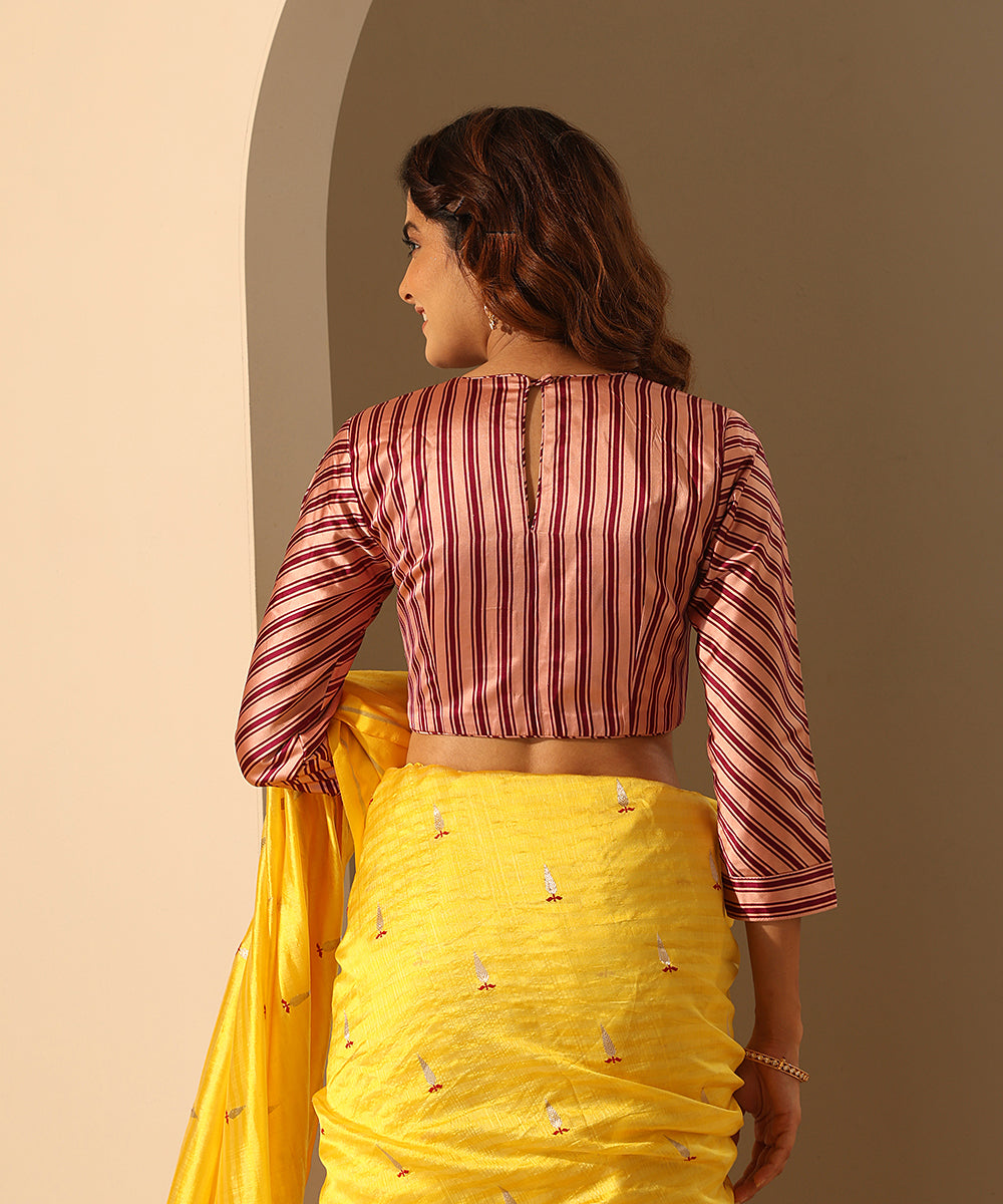 Peach_Mushroo_Silk_Striped_Blouse_With_Keyhole_Closure_WeaverStory_03