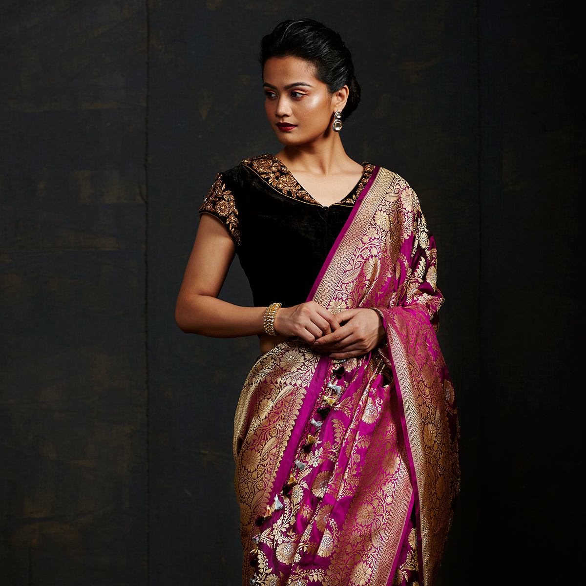 Black_Silk_Velvet_Blouse_with_Intricate_Zardozi_WeaverStory_01