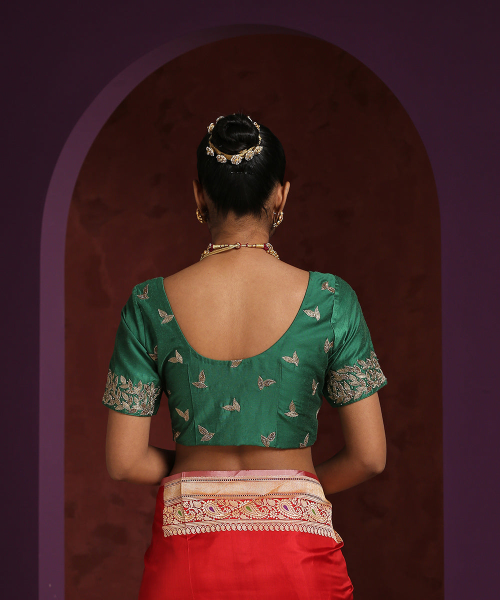 Green_Pure_Silk_Hand_Embroidered_Zardozi_Blouse_WeaverStory_03