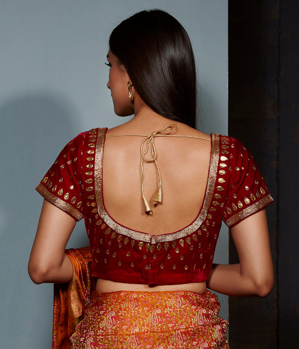 Red_velvet_blouse_with_gota_work_WeaverStory_04