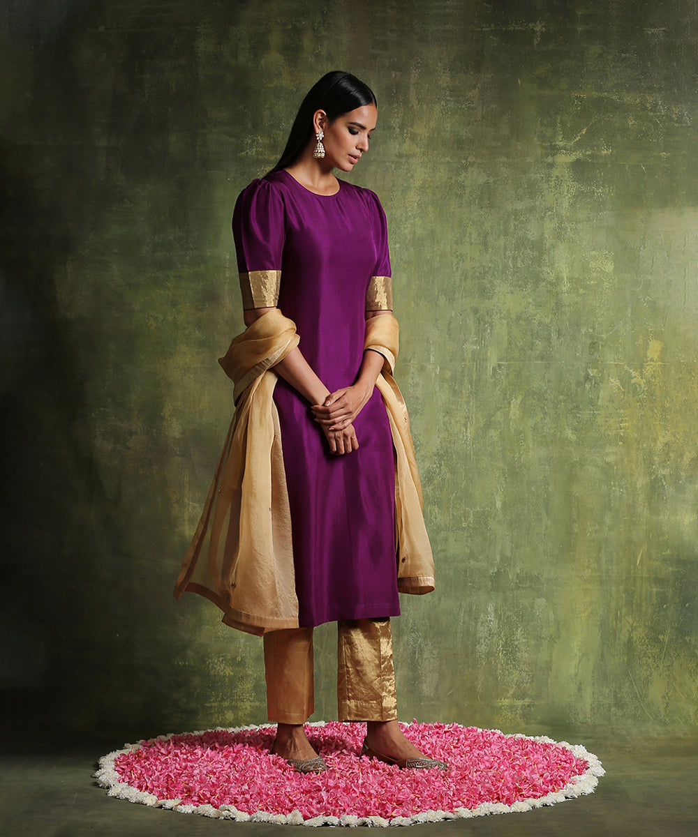 Deep_Purple_Pure_Habutai_Silk_Suit_With_Straight_Chanderi_Tissue_Pants_And_Hand_Embroidered_Organza_Dupatta__WeaverStory_03