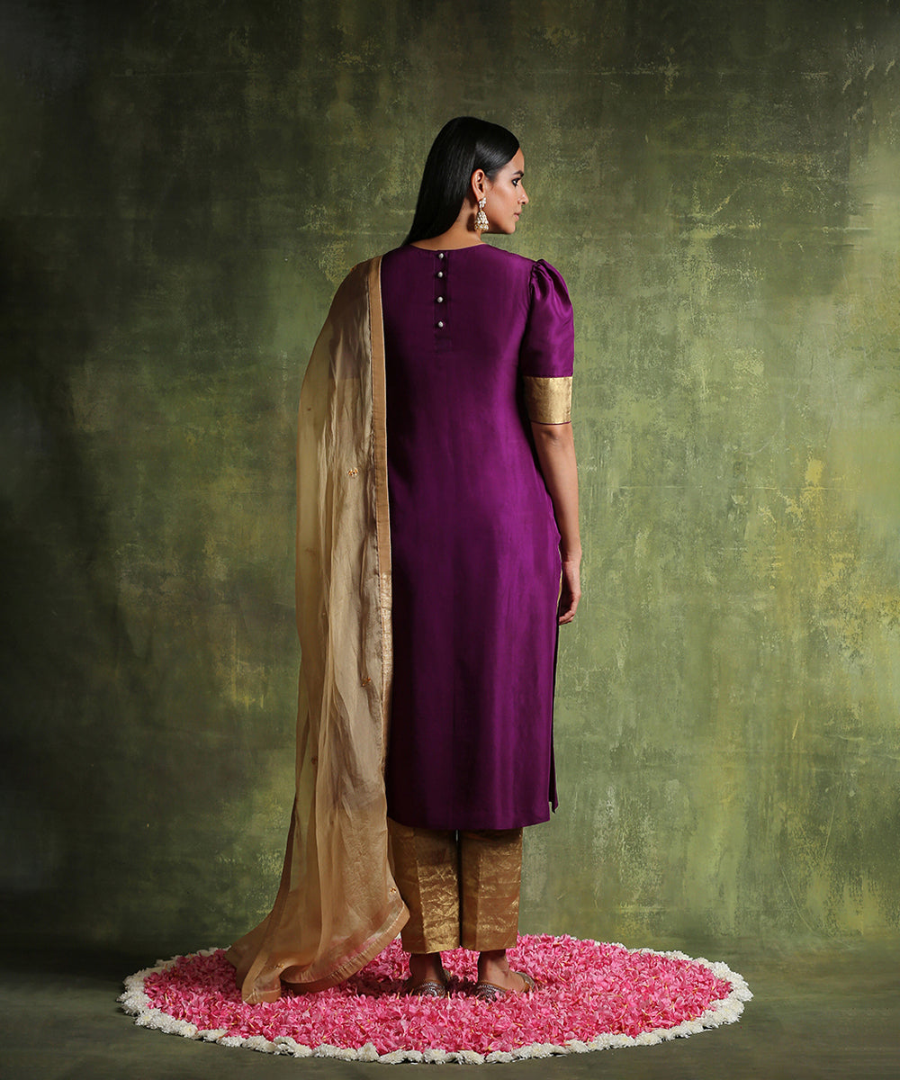 Deep_Purple_Pure_Habutai_Silk_Suit_With_Straight_Chanderi_Tissue_Pants_And_Hand_Embroidered_Organza_Dupatta__WeaverStory_05