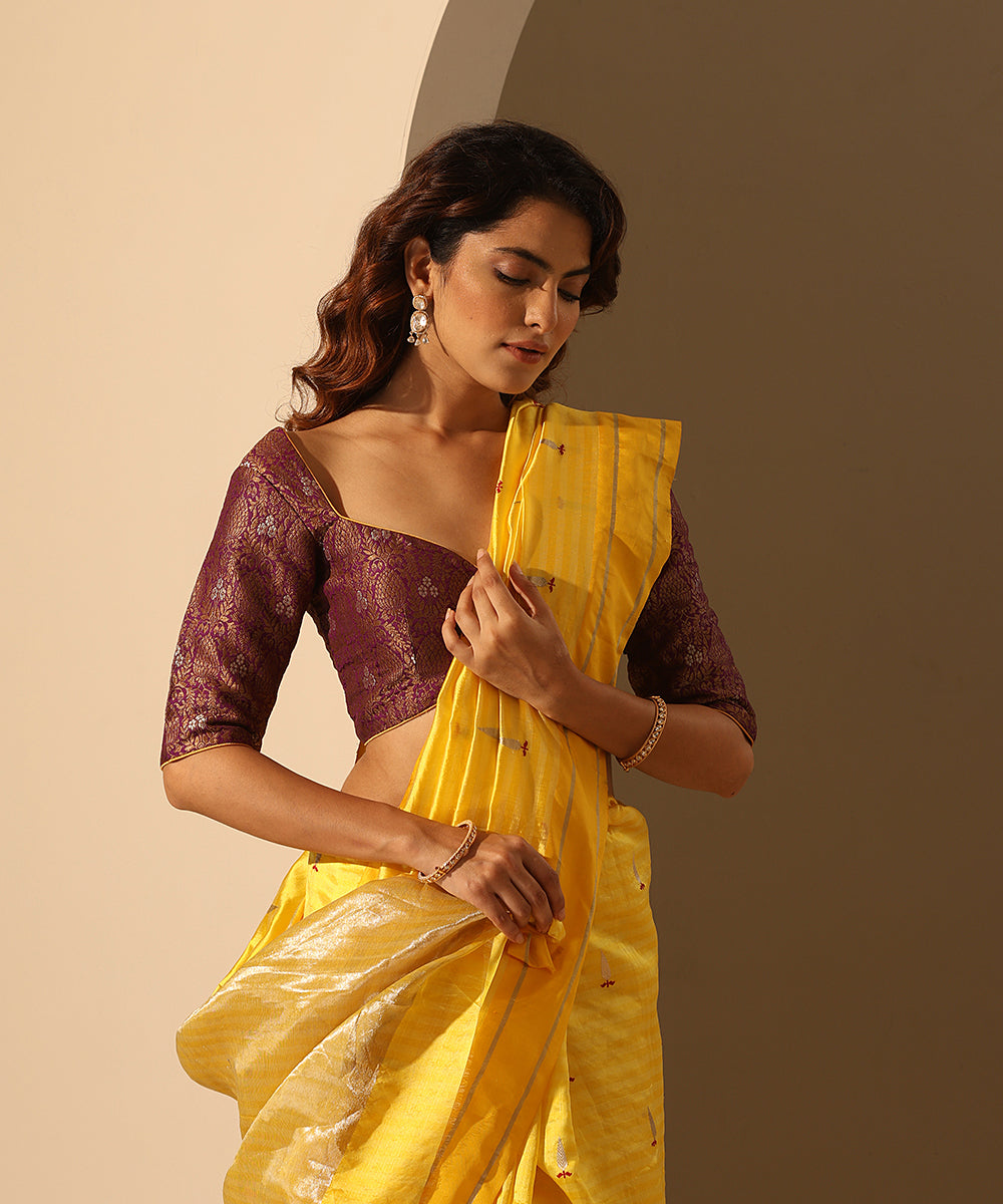 Purple_Stitced_Brocade_Blouse_With_Contrast_Lining_WeaverStory_01