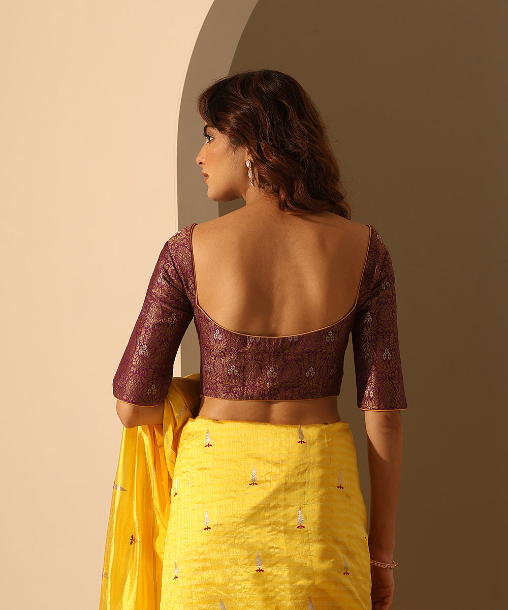 Purple_Stitced_Brocade_Blouse_With_Contrast_Lining_WeaverStory_03
