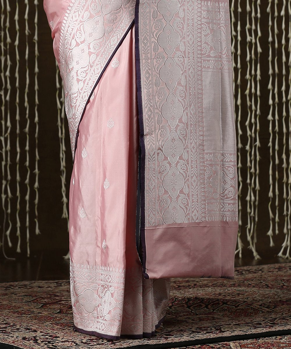 Pink_Handloom_Pure_Katan_Silk_Banarasi_Saree_With_Silver_Zari_and_Booti_Design_WeaverStory_04