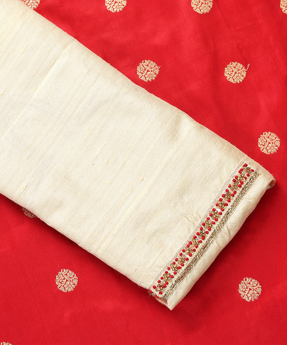 Offwhite_Raw_Silk_Blouse_Fabric_with_Zardozi_and_Meenakari_Hand_Embroidery_WeaverStory_03