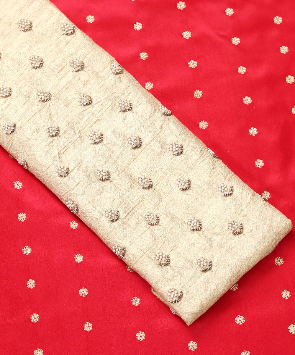 Beige_Raw_Silk_Hand_Embroidered_Blouse_Fabric_with_Pearls_and_Zari_Embroidery_WeaverStory_03