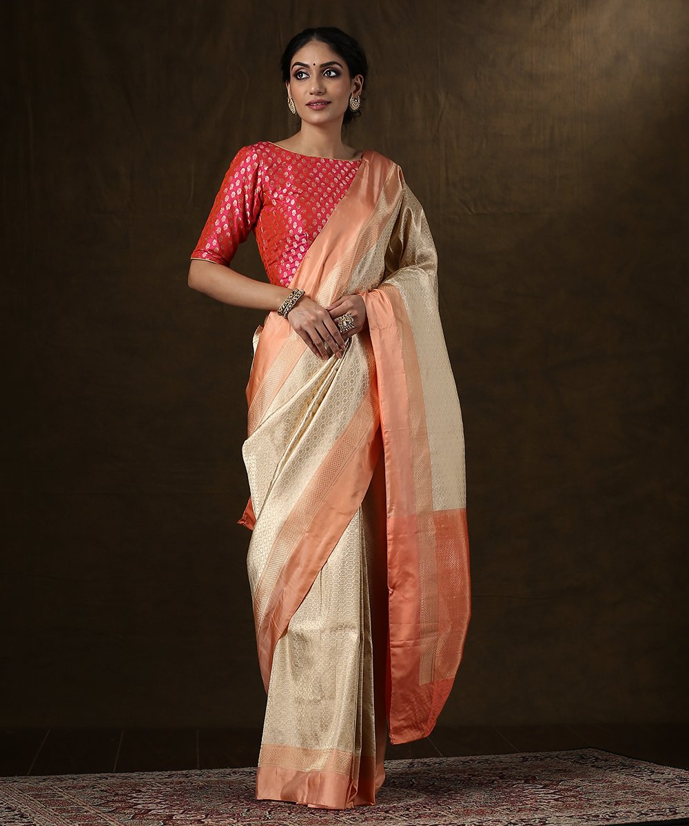 Offwhite_and_Gold_Handloom_Zari_Brocade_Banarasi_Saree_With_Satin_Border_in_Peach_WeaverStory_02