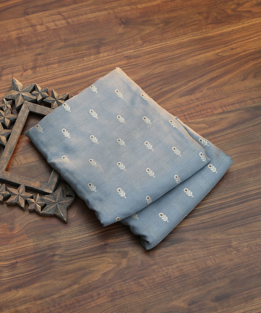 Blue_Handloom_Banarasi_Fabric_in_Mulberry_Silk_and_Meenakari_Booti_WeaverStory_01