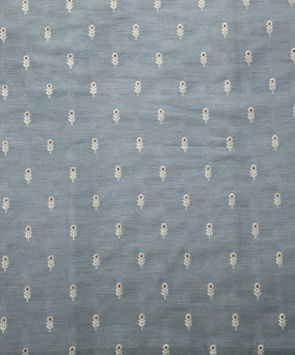 Blue_Handloom_Banarasi_Fabric_in_Mulberry_Silk_and_Meenakari_Booti_WeaverStory_02