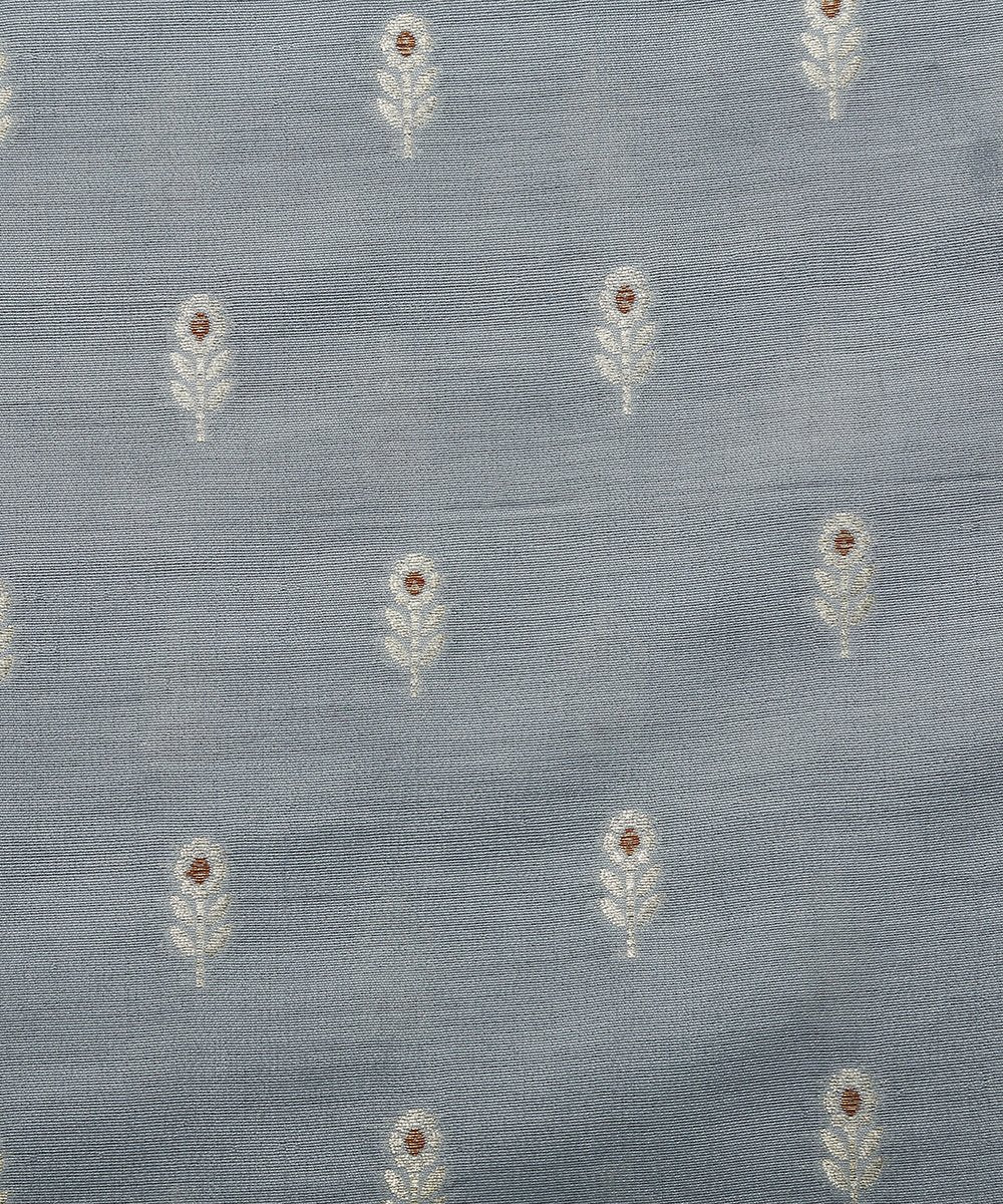 Blue_Handloom_Banarasi_Fabric_in_Mulberry_Silk_and_Meenakari_Booti_WeaverStory_03