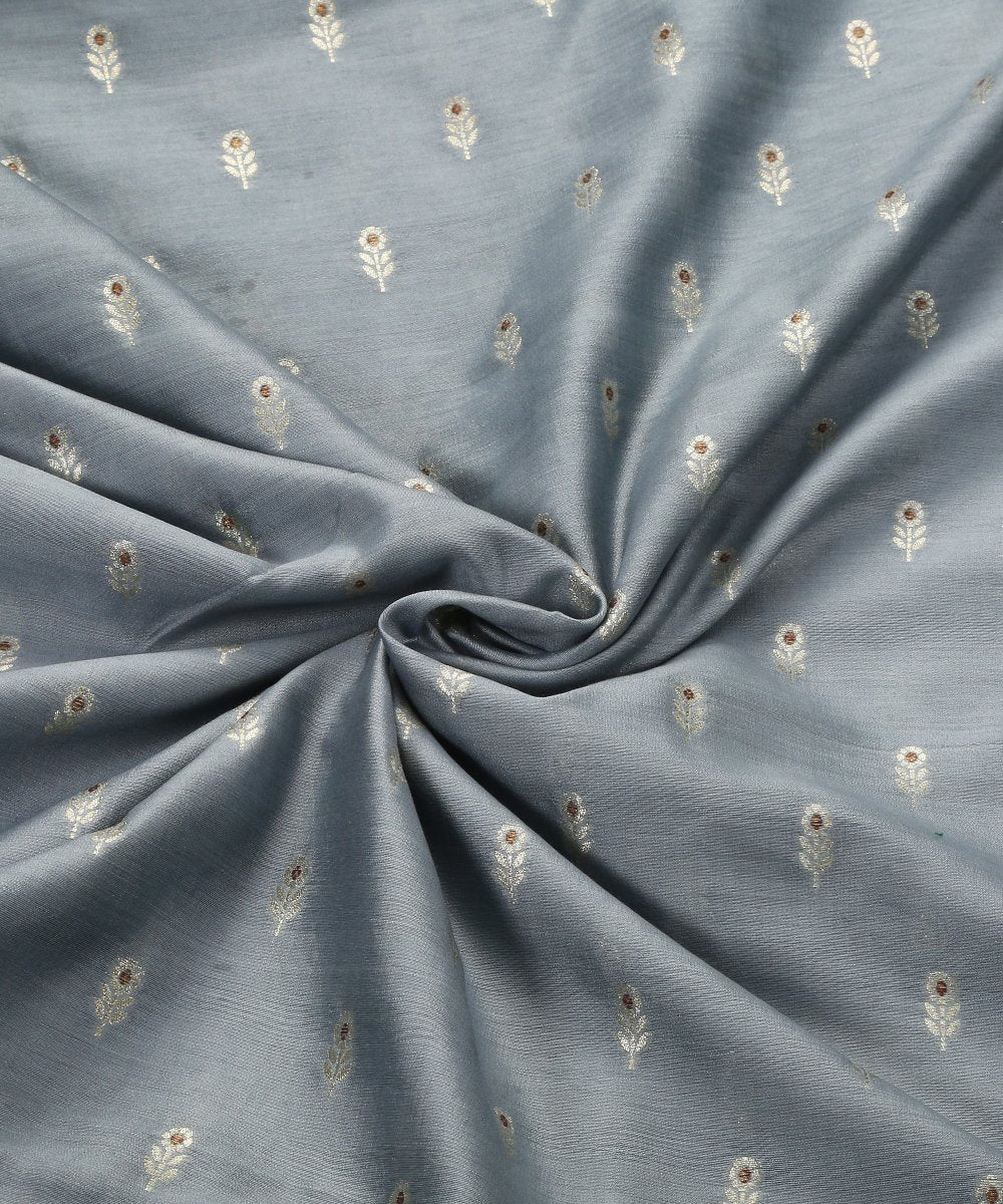 Blue_Handloom_Banarasi_Fabric_in_Mulberry_Silk_and_Meenakari_Booti_WeaverStory_05