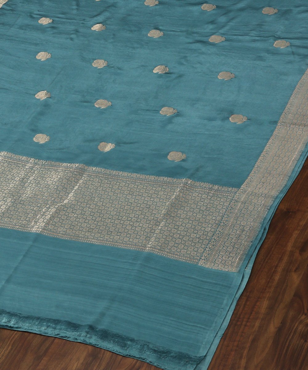 Blue_Pure_Gajji_Silk_Banarasi_Dupatta_with_Rose_Flower_Motifs_woven_in_Kadhwa_Weave_WeaverStory_04