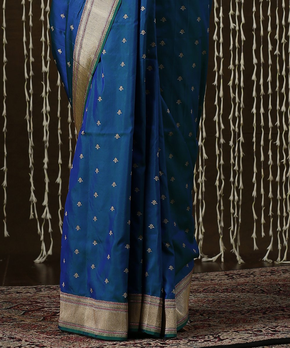 Blue_Handloom_Kadhwa_Katan_Silk_Banarasi_Saree_with_Bootidar_Design_WeaverStory_04