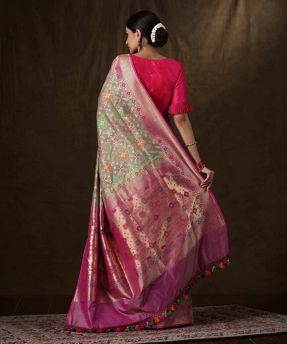 Brown_Handloom_Banarasi_Patola_Saree_With_Purple_Border_WeaverStory_03