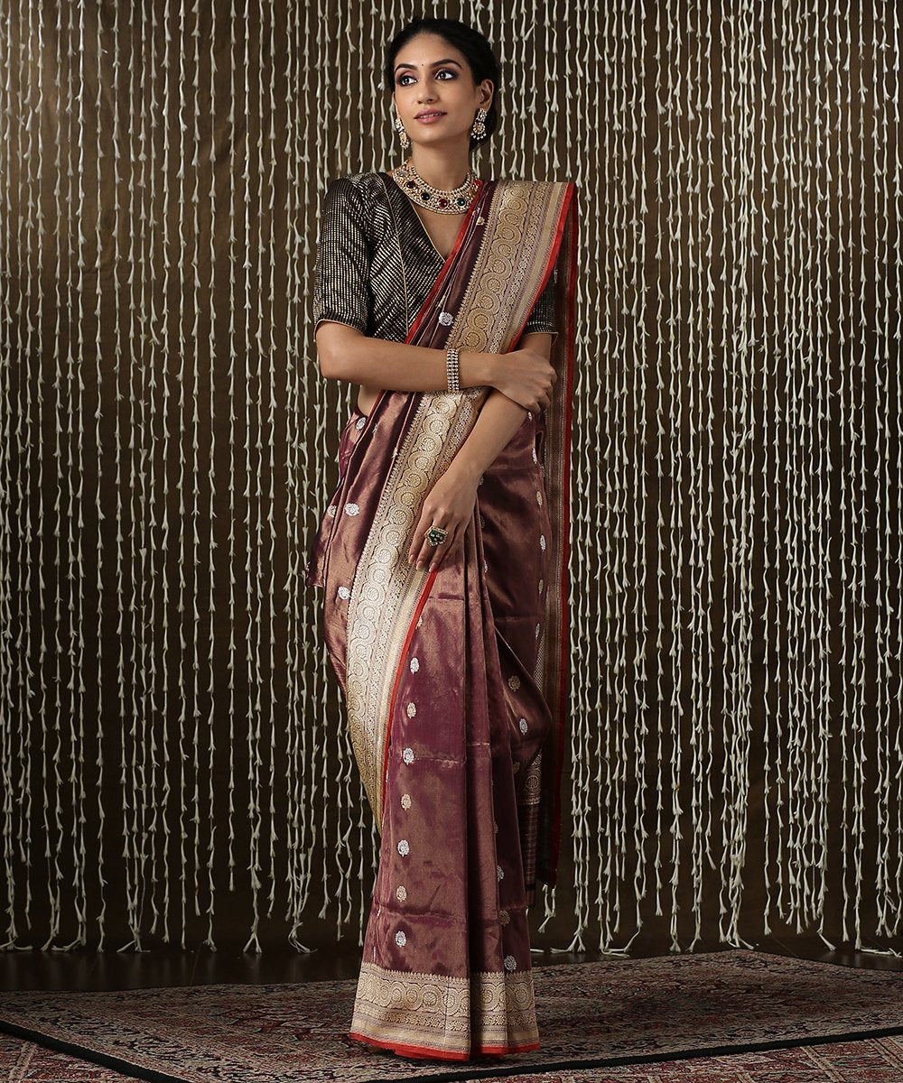 Brown_Handloom_Tissue_Silk_Kadhwa_Banarasi_Saree_with_Bootidar_Design_WeaverStory_02