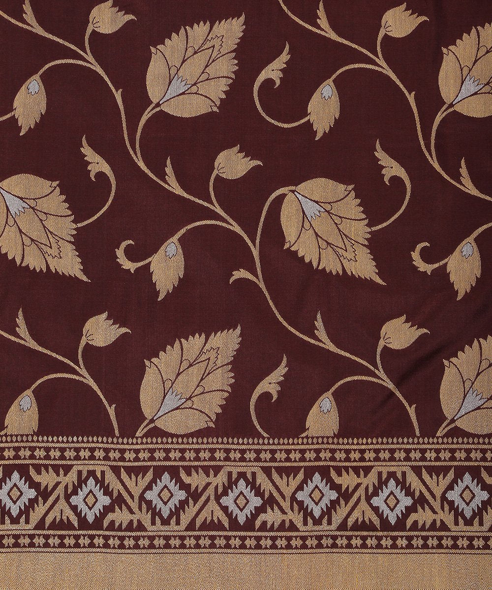 Brown_Handloom_Cutwork_Jamdani_Pure_Katan_Silk_Banarasi_Dupatta_WeaverStory_03