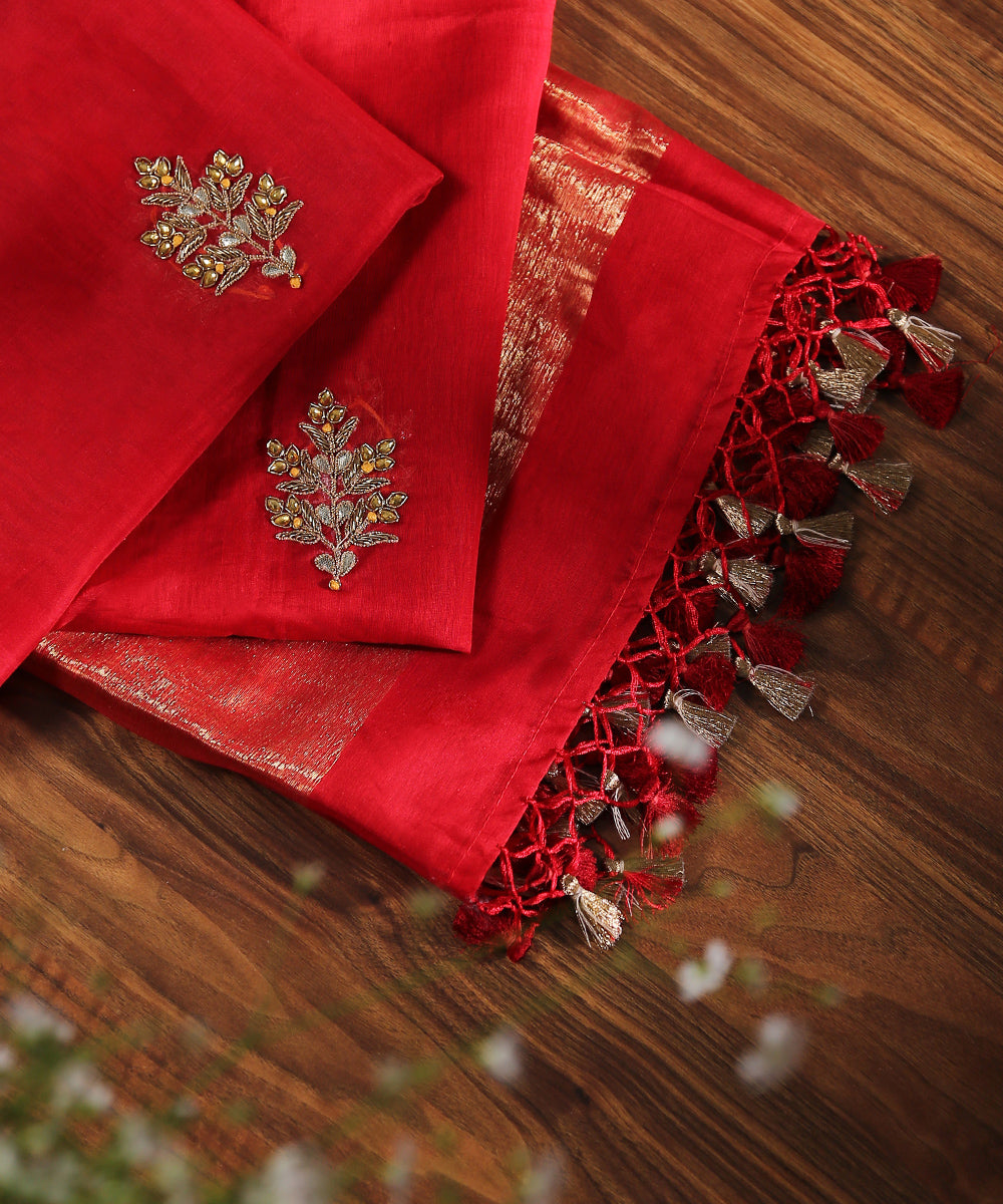 Handloom_Red_Chanderi_Silk_Kurta_With_Mustard_Pants_Stitched_Suit_Set_With_Dupatta_WeaverStory_08