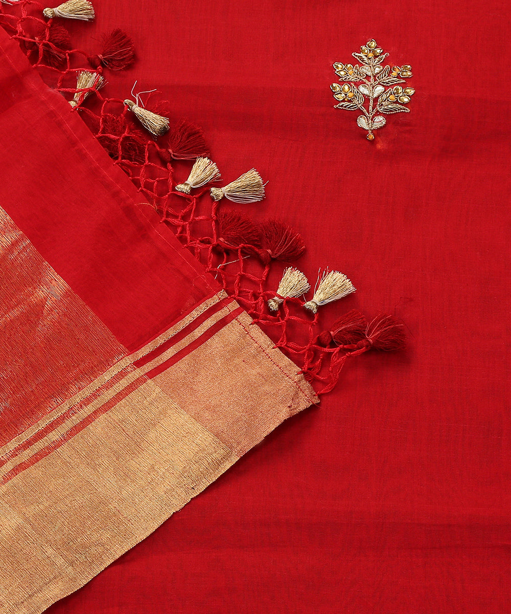 Hand_embroidered_Red_Chanderi_Silk_Dupatta_with_Zardozi_booti_WeaverStory_04