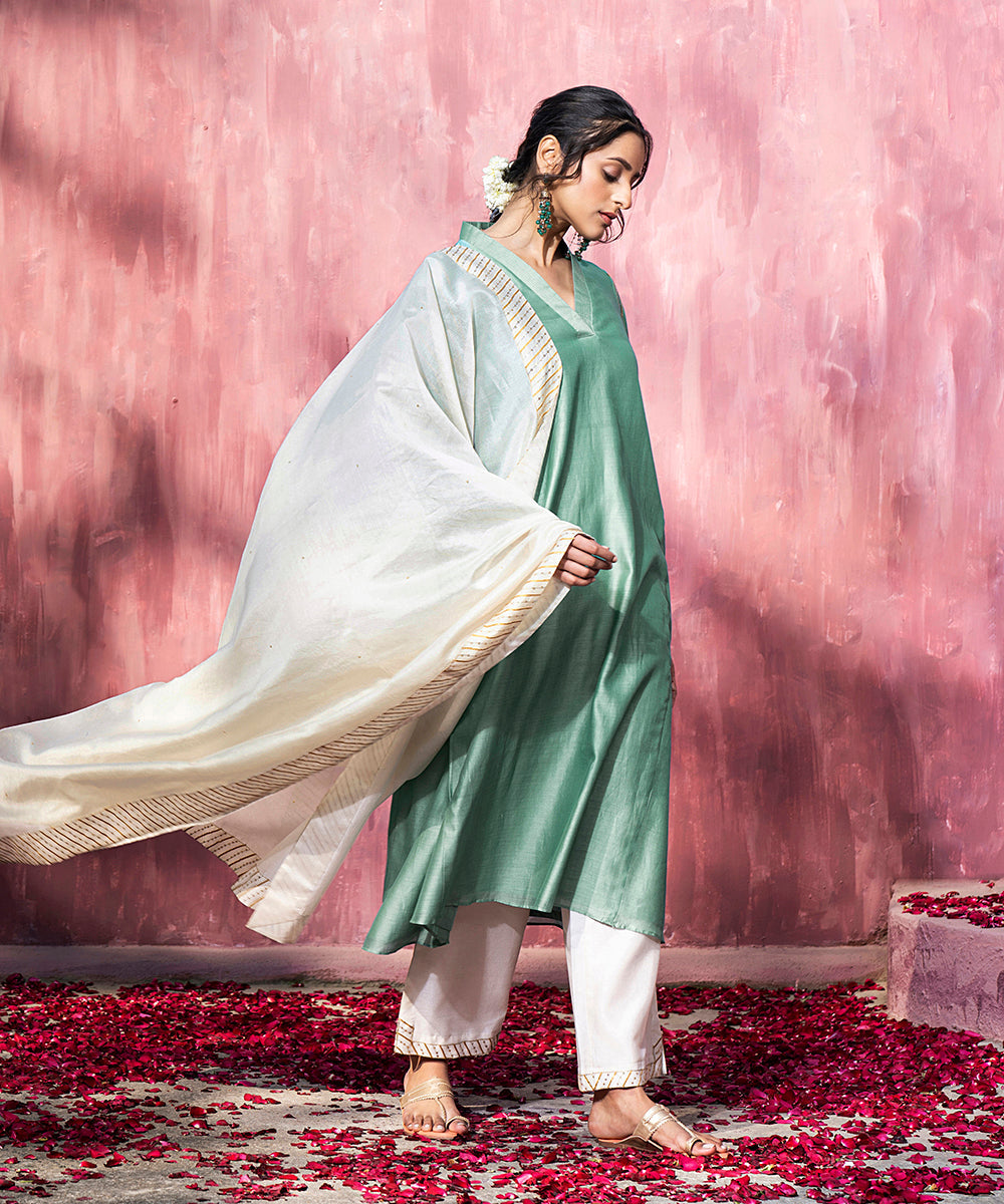 Handloom_Blue_Chanderi_Silk_Gota_Patti_Suit_Set_With_Offwhite_Pants_And_Dupatta_WeaverStory_03