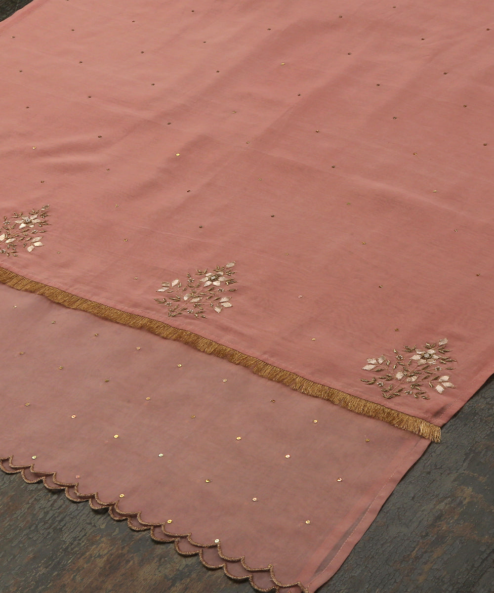 Pink_Handloom_Chanderi_Silk_Dupatta_With_Gota_Patti_And_Organza_Border_WeaverStory_03