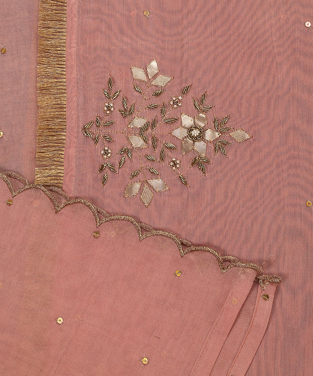 Pink_Handloom_Chanderi_Silk_Dupatta_With_Gota_Patti_And_Organza_Border_WeaverStory_04
