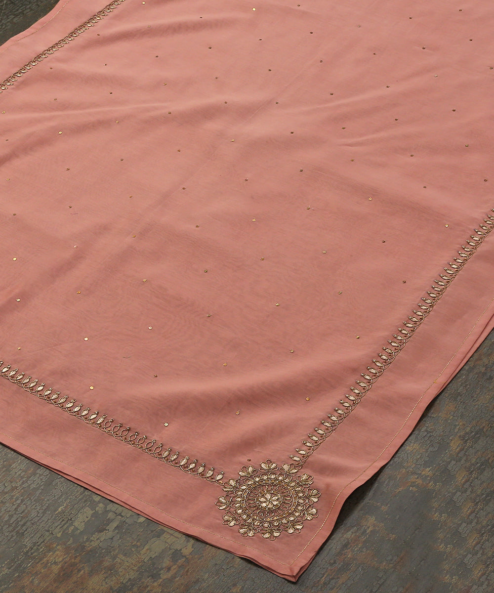 Handloom_Pink_Chanderi_Silk_Dupatta_With_Hand_Embridery_WeaverStory_03
