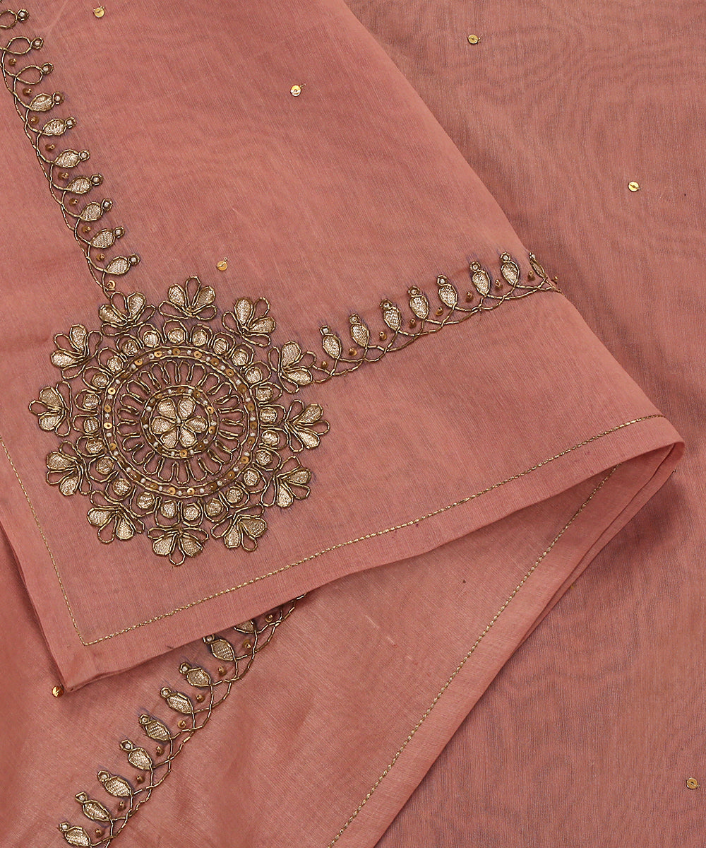 Handloom_Pink_Chanderi_Silk_Dupatta_With_Hand_Embridery_WeaverStory_04