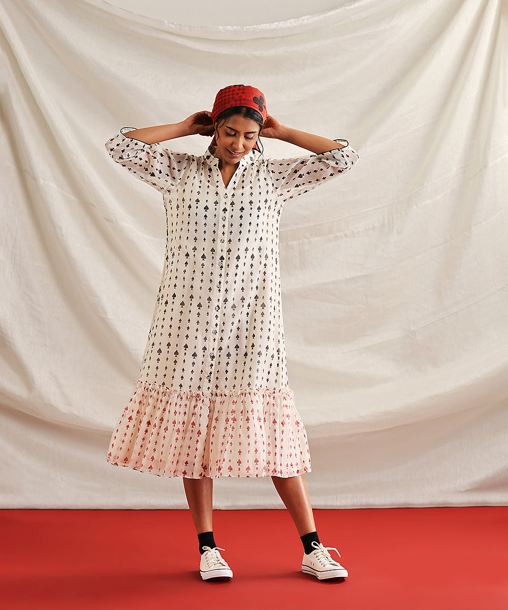 Spades-_Offwhite_Handloom_Pure_Chanderi_Silk_Handblock_Printed_Tier_Dress_WeaverStory_03