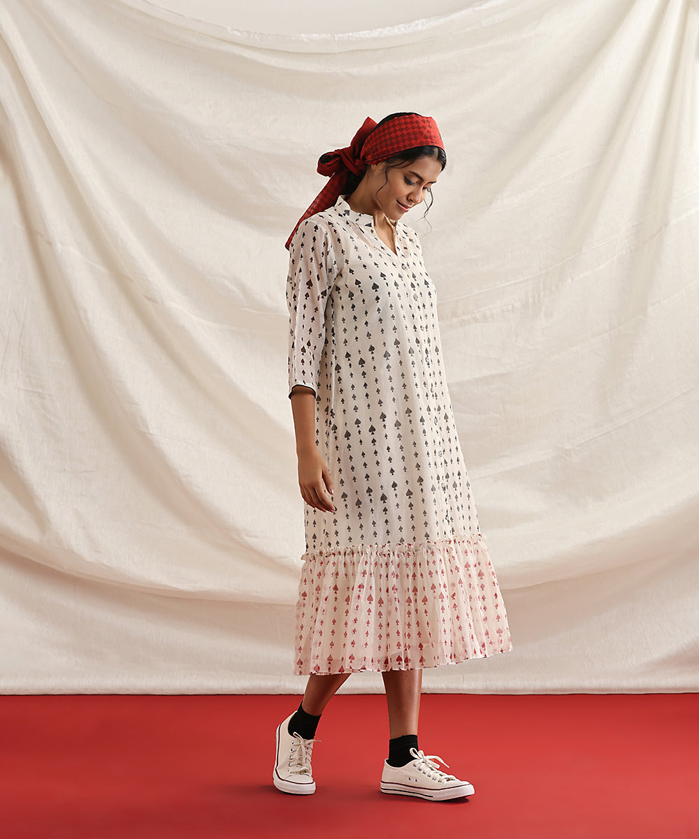 Spades-_Offwhite_Handloom_Pure_Chanderi_Silk_Handblock_Printed_Tier_Dress_WeaverStory_04