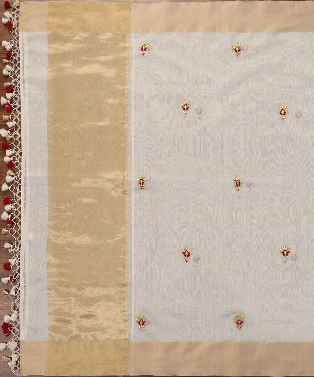 Hand_embroidered_White_Zardozi_Chanderi_Silk_Dupatta_with_Gold_Border_WeaverStory_02