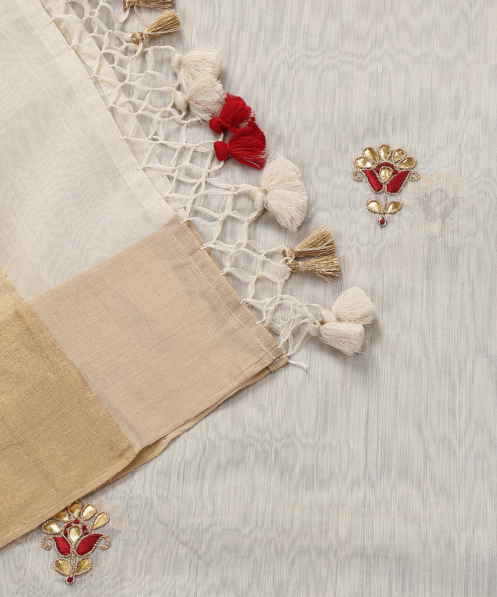 Hand_embroidered_White_Zardozi_Chanderi_Silk_Dupatta_with_Gold_Border_WeaverStory_04