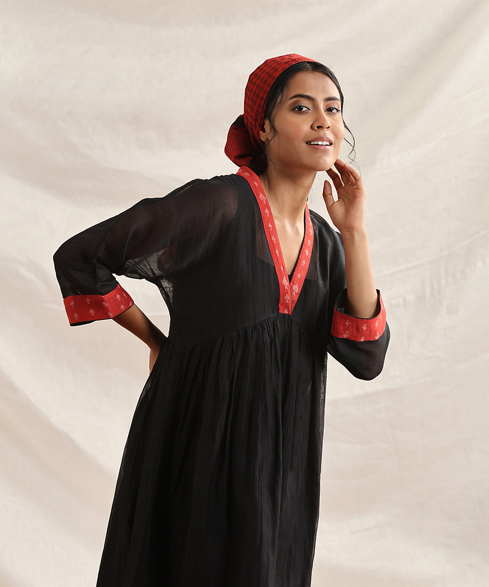 Canasta-_Handloom_Black_Pure_Chanderi_Silk_Handblock_Printed_Yoke_Dress_WeaverStory_01