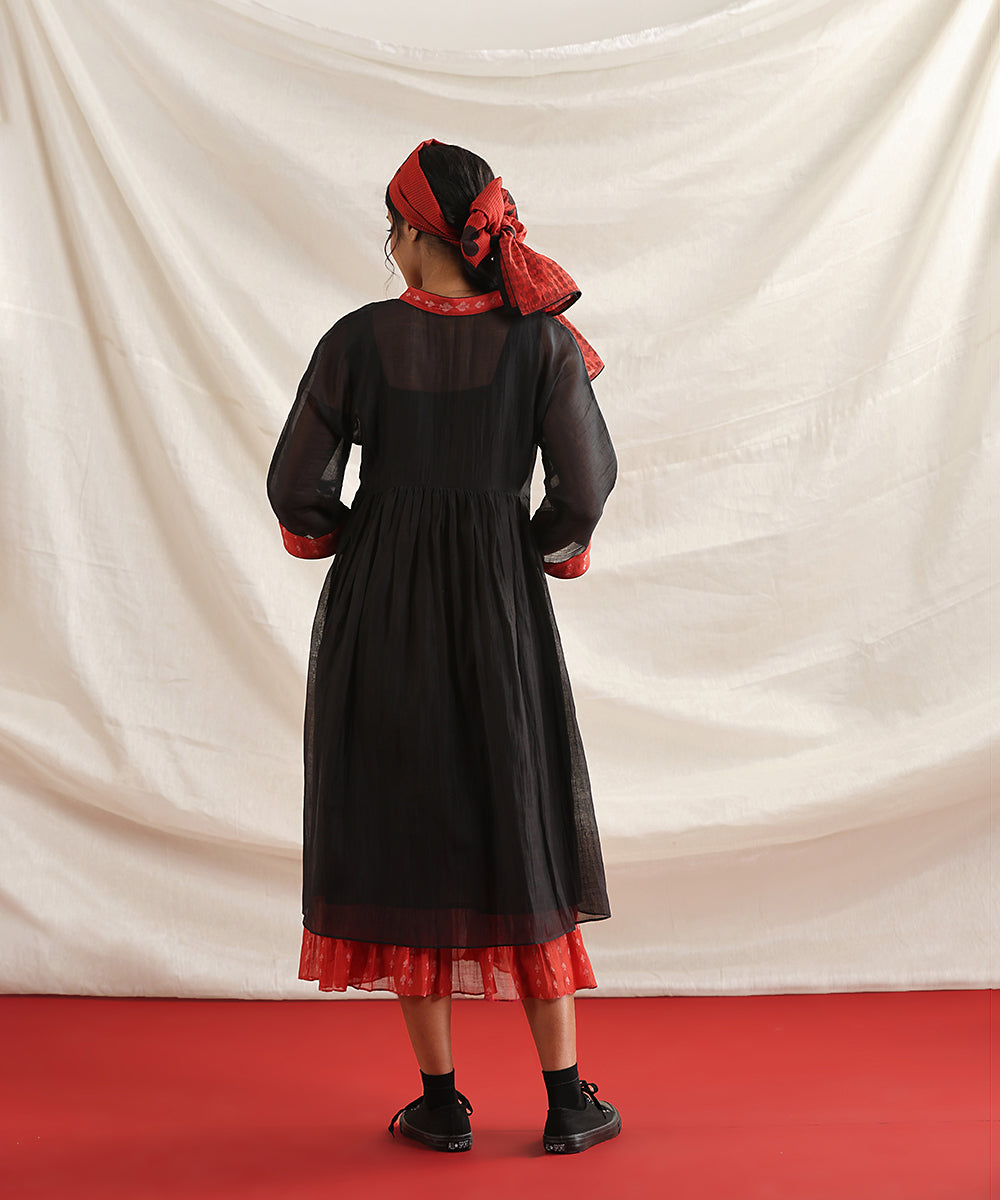 Canasta-_Handloom_Black_Pure_Chanderi_Silk_Handblock_Printed_Yoke_Dress_WeaverStory_05
