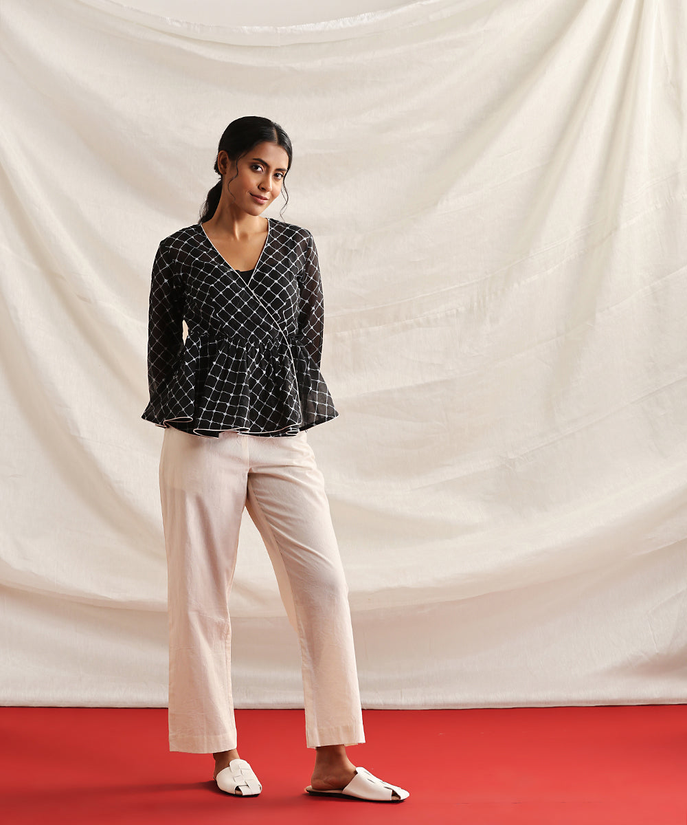 Go_Fish-_Black_Handloom_Pure_Chanderi_Silk_Handblock_Printed_Circular_Peplum_Top_WeaverStory_04