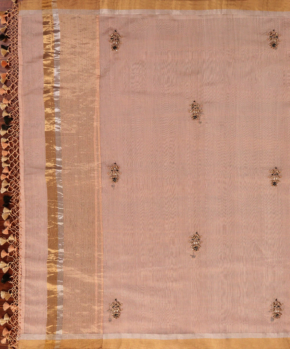 Hand_embroidered_Peach_Chanderi_Silk_Dupatta_with_Floral_Zardozi_Boota_WeaverStory_02