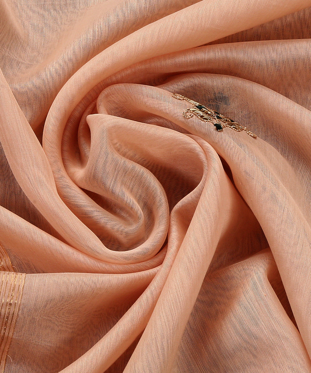 Hand_embroidered_Peach_Chanderi_Silk_Dupatta_with_Floral_Zardozi_Boota_WeaverStory_05
