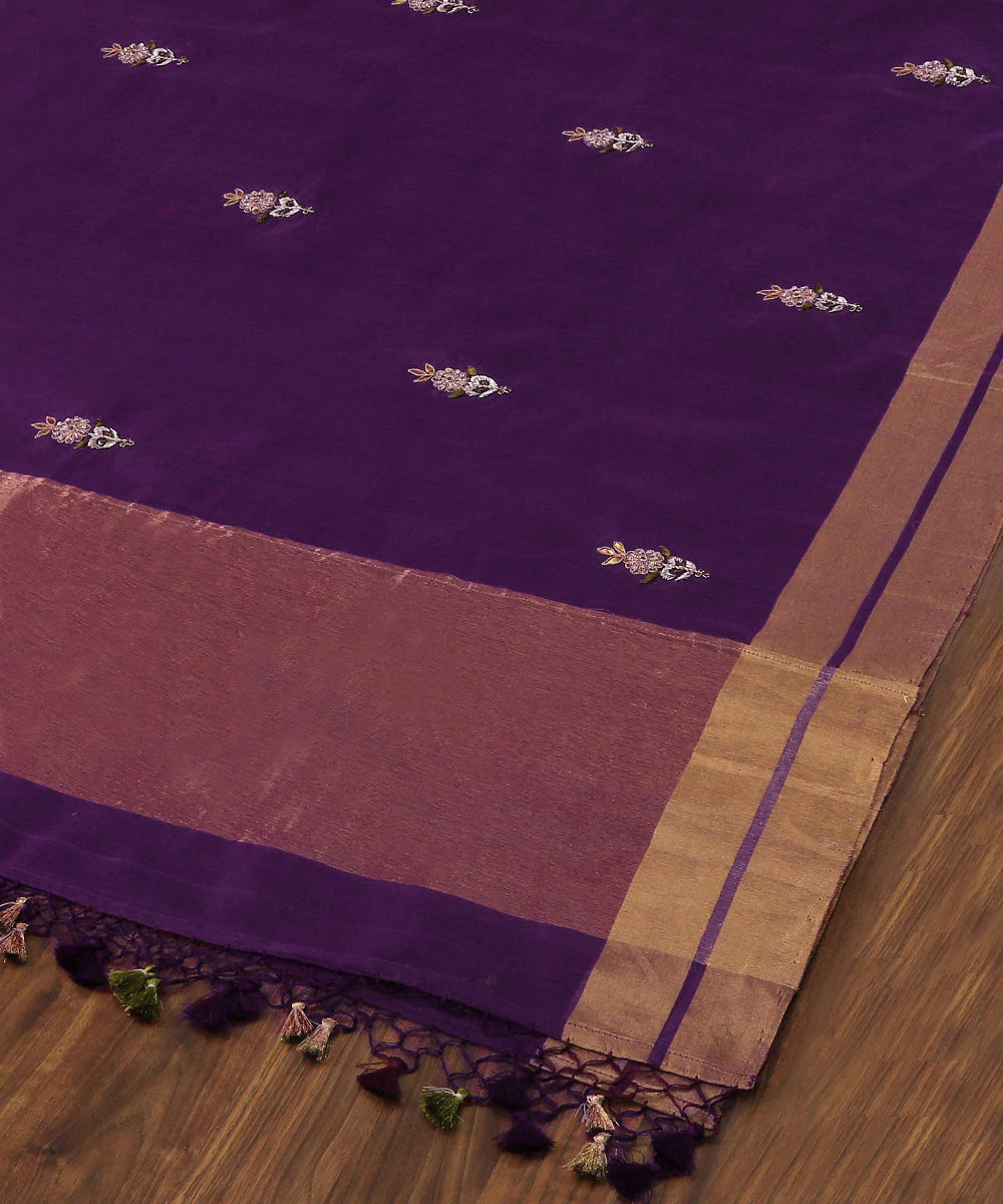 Purple_Hand_embroidered_Chanderi_Silk_Dupatta_with_alluring_Zardozi_Booti_WeaverStory_03