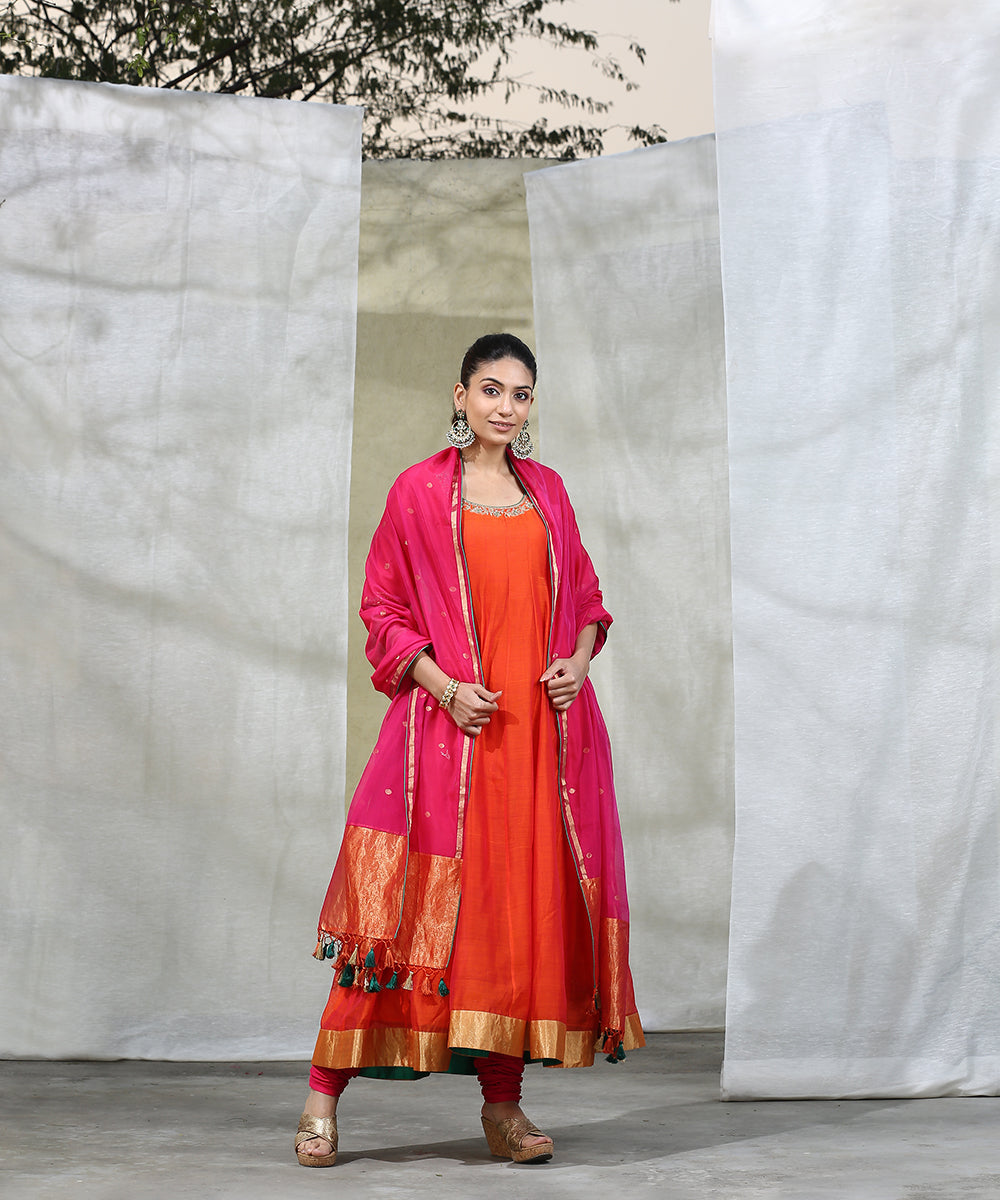 orange colour anarkali dress Vibrant Orange Organza Anarkali: A Timeless Statement"