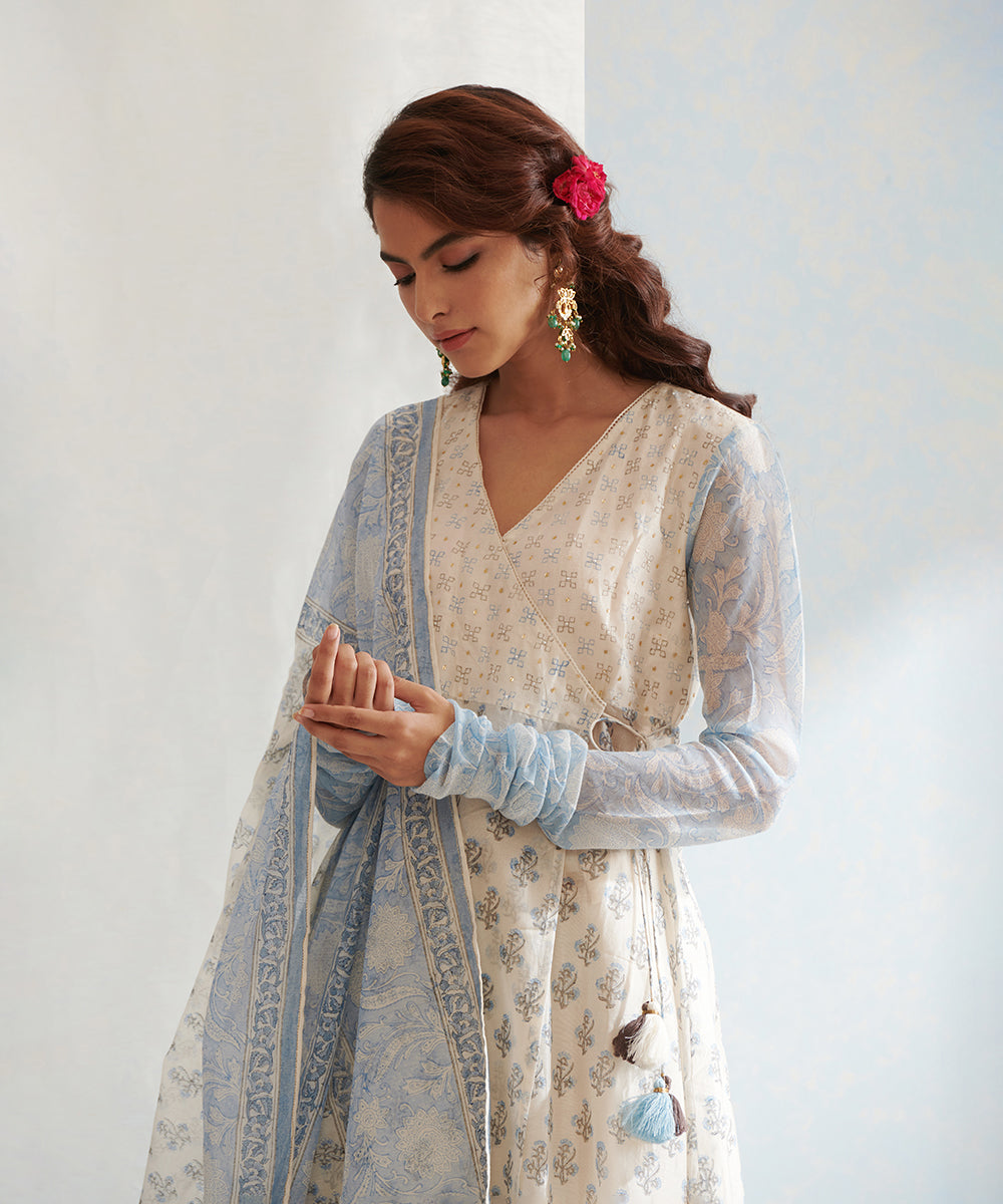 White_Handloom_Angrakha_Chanderi_Kurta_Set_with_Pants_And_Block_Printed_Dupatta_WeaverStory_02