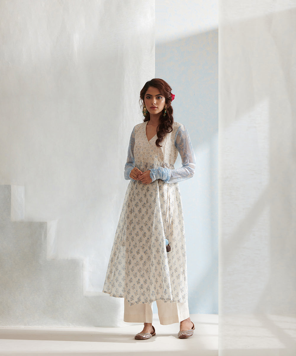 White_Handloom_Angrakha_Chanderi_Kurta_Set_with_Pants_And_Block_Printed_Dupatta_WeaverStory_03