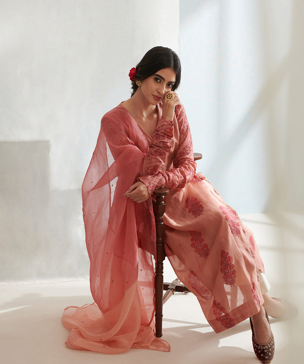 Old_Rose_Handloom_Chanderi_Angrakha_Set_with_Wide_Pants_And_Organza_Dupatta_WeaverStory_02