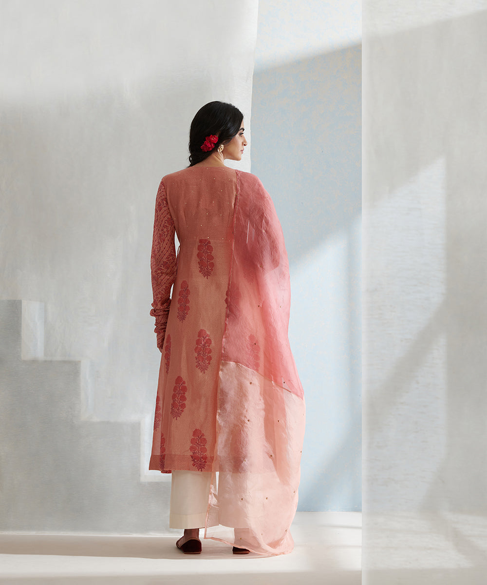 Old_Rose_Handloom_Chanderi_Angrakha_Set_with_Wide_Pants_And_Organza_Dupatta_WeaverStory_05