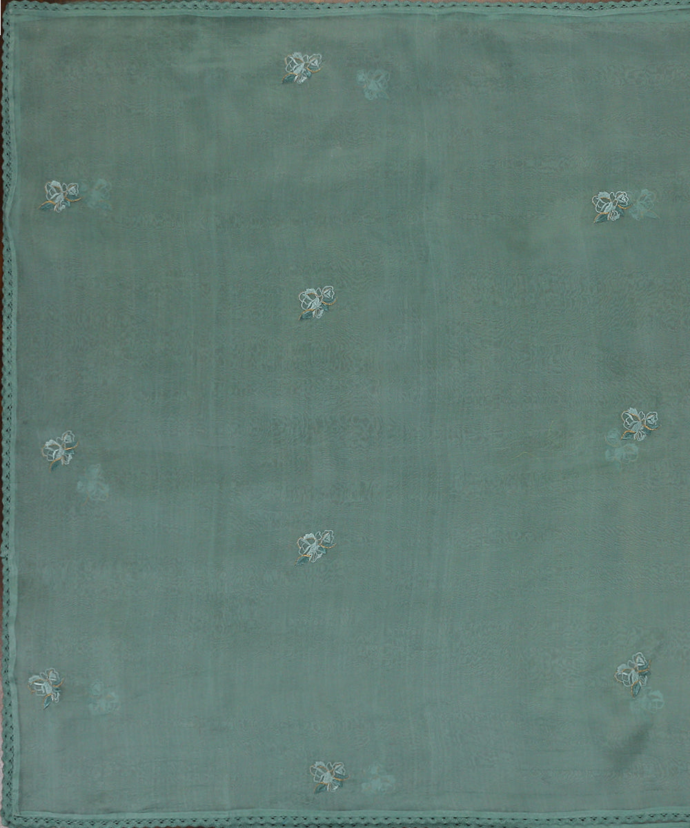 Green_Handloom_Organza_Dupatta_With_Rose_Embroidered_Motifs_And_Cotton_Lace_WeaverStory_02