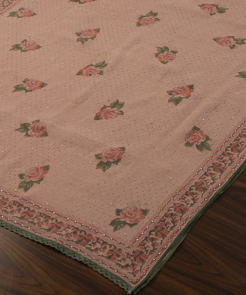 Handloom_Old_Rose_Chanderi_Dupatta_With_Handblocked_Rose_Motifs_And_Hand_Embroidered_Sequins_WeaverStory_03