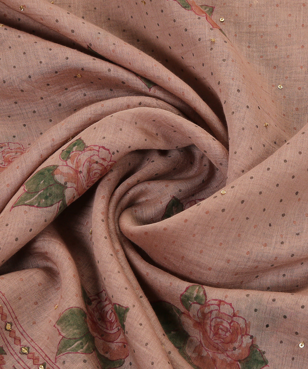 Handloom_Old_Rose_Chanderi_Dupatta_With_Handblocked_Rose_Motifs_And_Hand_Embroidered_Sequins_WeaverStory_05