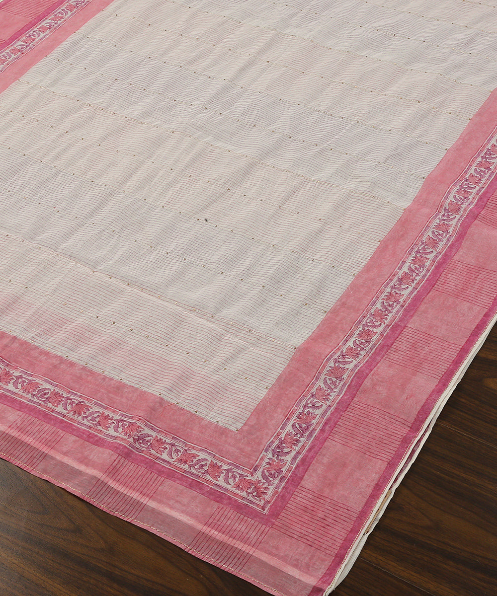 Handloom_Pink_Chanderi_Handblocked_Dupatta_With_Hand_Embroidered_Zari_And_Sequins_WeaverStory_03