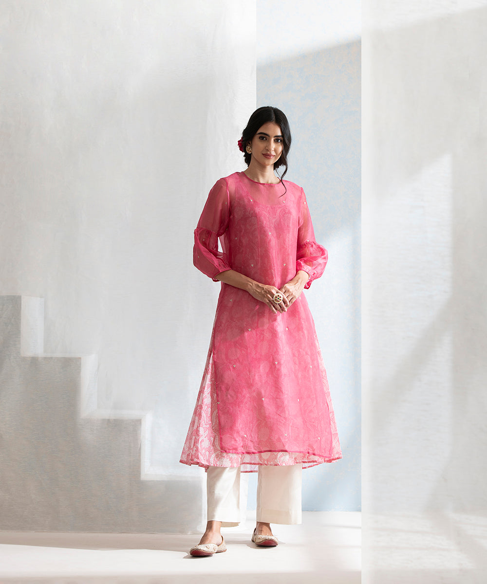 Pink_Handloom_Kurta_Set_with_White_Pants_And_Chanderi_Hand_Block_Printed_Dupatta_WeaverStory_03