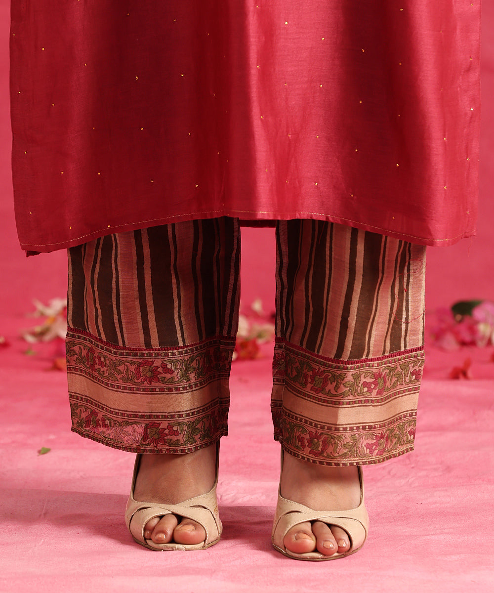 Handloom_Magenta_Chanderi_Suit_Set_With_Block_Printed_Dupatta_And_Pants_WeaverStory_06